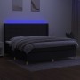 Box spring bed mattress and LED lights black fabric 200x200 cm by vidaXL, Beds and slatted bases - Ref: Foro24-3138903, Price...