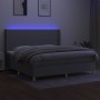 Box spring bed with fabric mattress and light gray LED 200x200 cm by vidaXL, Beds and slatted bases - Ref: Foro24-3138741, Pr...