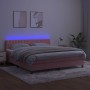 Box spring bed with mattress and LED pink velvet 160x200 cm by vidaXL, Beds and slatted bases - Ref: Foro24-3134596, Price: 5...