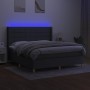 Box spring bed mattress and LED lights dark gray fabric 180x200 cm by vidaXL, Beds and slatted bases - Ref: Foro24-3138894, P...