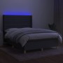 Cama box spring colchón y luces LED tela gris oscuro 140x190 cm de vidaXL, Camas y somieres - Ref: Foro24-3138950, Precio: 56...