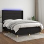 Box spring bed mattress and LED lights black fabric 140x190 cm by vidaXL, Beds and slatted bases - Ref: Foro24-3138951, Price...