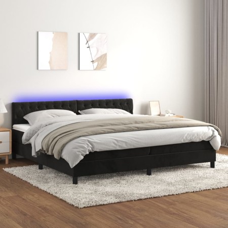 Cama box spring colchón y LED terciopelo negro 200x200 cm de vidaXL, Camas y somieres - Ref: Foro24-3134605, Precio: 619,64 €...