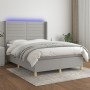 Box spring bed mattress and LED lights light gray fabric 140x190 cm by vidaXL, Beds and slatted bases - Ref: Foro24-3138949, ...