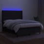 Box spring bed mattress and LED lights black fabric 140x190 cm by vidaXL, Beds and slatted bases - Ref: Foro24-3138391, Price...