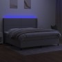 Box spring bed with fabric mattress and light gray LED 200x200 cm by vidaXL, Beds and slatted bases - Ref: Foro24-3138261, Pr...