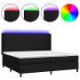 Cama box spring colchón y luces LED tela negro 200x200 cm de vidaXL, Camas y somieres - Ref: Foro24-3138183, Precio: 653,00 €...