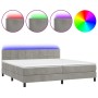 Cama box spring colchón y LED terciopelo gris claro 200x200 cm de vidaXL, Camas y somieres - Ref: Foro24-3134423, Precio: 573...