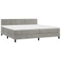 Box spring bed with mattress and LED light gray velvet 200x200 cm by vidaXL, Beds and slatted bases - Ref: Foro24-3134423, Pr...