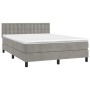 Box spring bed with mattress and LED light gray velvet 140x200 cm by vidaXL, Beds and slatted bases - Ref: Foro24-3134645, Pr...