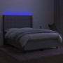 Box spring bed mattress and LED lights light gray fabric 140x190 cm by vidaXL, Beds and slatted bases - Ref: Foro24-3138309, ...