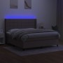 Boxspringbett mit Matratze und LED-Leuchten taupegrauer Stoff 160x200 cm von vidaXL, Betten und Lattenroste - Ref: Foro24-313...