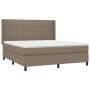 Boxspringbett mit Matratze und LED-Leuchten taupegrauer Stoff 160x200 cm von vidaXL, Betten und Lattenroste - Ref: Foro24-313...