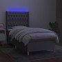 Box spring bed mattress and LED lights light gray fabric 80x200 cm by vidaXL, Beds and slatted bases - Ref: Foro24-3139069, P...