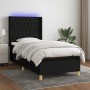 Box spring bed mattress and LED lights black fabric 90x190 cm by vidaXL, Beds and slatted bases - Ref: Foro24-3139079, Price:...