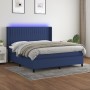 Boxspringbettmatratze und LED-Leuchten aus blauem Stoff 180x200 cm von vidaXL, Betten und Lattenroste - Ref: Foro24-3138499, ...