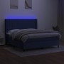 Boxspringbettmatratze und LED-Leuchten aus blauem Stoff 180x200 cm von vidaXL, Betten und Lattenroste - Ref: Foro24-3138499, ...