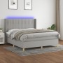 Box spring bed mattress and LED lights light gray fabric 180x200 cm by vidaXL, Beds and slatted bases - Ref: Foro24-3139053, ...