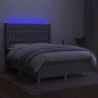 Box spring bed mattress and LED lights light gray fabric 140x200 cm by vidaXL, Beds and slatted bases - Ref: Foro24-3139117, ...