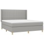 Box spring bed mattress and LED lights light gray fabric 180x200 cm by vidaXL, Beds and slatted bases - Ref: Foro24-3139053, ...