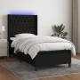 Box spring bed mattress and LED lights black fabric 90x190 cm by vidaXL, Beds and slatted bases - Ref: Foro24-3138519, Price:...