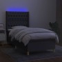 Boxspringbettmatratze und LED-Leuchten dunkelgrauer Stoff 90x190 cm von vidaXL, Betten und Lattenroste - Ref: Foro24-3139078,...