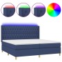 Cama box spring colchón y luces LED tela azul 200x200 cm de vidaXL, Camas y somieres - Ref: Foro24-3139147, Precio: 773,40 €,...