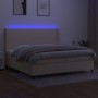 Box spring bed mattress and LED lights cream fabric 200x200 cm by vidaXL, Beds and slatted bases - Ref: Foro24-3138186, Price...