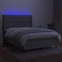 Box spring bed mattress and LED lights light gray fabric 140x200 cm by vidaXL, Beds and slatted bases - Ref: Foro24-3138557, ...