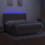 Box spring bed with mattress and LED lights taupe gray fabric 180x200 cm by vidaXL, Beds and slatted bases - Ref: Foro24-3138...