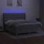 Box spring bed mattress and LED lights light gray fabric 160x200 cm by vidaXL, Beds and slatted bases - Ref: Foro24-3139125, ...