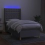 Boxspringbettmatratze und LED-Leuchten aus hellgrauem Stoff 90x190 cm von vidaXL, Betten und Lattenroste - Ref: Foro24-313915...