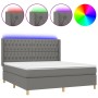 Box spring bed mattress and LED lights dark gray fabric 160x200 cm by vidaXL, Beds and slatted bases - Ref: Foro24-3139126, P...