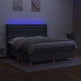 Box spring bed mattress and LED lights dark gray fabric 160x200 cm by vidaXL, Beds and slatted bases - Ref: Foro24-3139126, P...