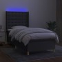 Boxspringbettmatratze und LED-Leuchten dunkelgrauer Stoff 90x190 cm von vidaXL, Betten und Lattenroste - Ref: Foro24-3139158,...