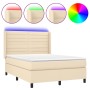 Cama box spring colchón y luces LED tela crema 140x200 cm de vidaXL, Camas y somieres - Ref: Foro24-3138402, Precio: 526,74 €...