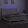 Box spring bed mattress and LED lights cream fabric 200x200 cm by vidaXL, Beds and slatted bases - Ref: Foro24-3139146, Price...