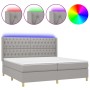 Cama box spring con colchón tela y LED gris claro 200x200 cm de vidaXL, Camas y somieres - Ref: Foro24-3139141, Precio: 679,7...