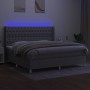 Cama box spring con colchón tela y LED gris claro 200x200 cm de vidaXL, Camas y somieres - Ref: Foro24-3139141, Precio: 679,7...