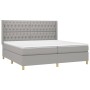 Box spring bed with fabric mattress and light gray LED 200x200 cm by vidaXL, Beds and slatted bases - Ref: Foro24-3139141, Pr...