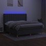 Box spring bed mattress and LED lights dark gray fabric 180x200 cm by vidaXL, Beds and slatted bases - Ref: Foro24-3139214, P...