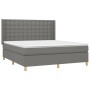 Box spring bed mattress and LED lights dark gray fabric 180x200 cm by vidaXL, Beds and slatted bases - Ref: Foro24-3139214, P...