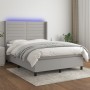 Box spring bed mattress and LED lights light gray fabric 140x200 cm by vidaXL, Beds and slatted bases - Ref: Foro24-3138397, ...