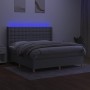 Boxspringbettmatratze und LED-Leuchten hellgrauer Stoff 180x200 cm von vidaXL, Betten und Lattenroste - Ref: Foro24-3139213, ...