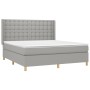 Boxspringbettmatratze und LED-Leuchten hellgrauer Stoff 180x200 cm von vidaXL, Betten und Lattenroste - Ref: Foro24-3139213, ...