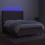 Boxspringbett mit Matratze und LED-Leuchten taupegrauer Stoff 140x200 cm von vidaXL, Betten und Lattenroste - Ref: Foro24-313...