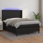 Box spring bed with mattress and LED black synthetic leather 140x190 cm by vidaXL, Beds and slatted bases - Ref: Foro24-31392...