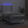 Box spring bed and LED mattress white synthetic leather 90x190 cm by vidaXL, Beds and slatted bases - Ref: Foro24-3139236, Pr...