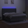 Box spring bed mattress and LED lights dark gray fabric 180x200 cm by vidaXL, Beds and slatted bases - Ref: Foro24-3138574, P...