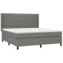 Box spring bed mattress and LED lights dark gray fabric 180x200 cm by vidaXL, Beds and slatted bases - Ref: Foro24-3138574, P...